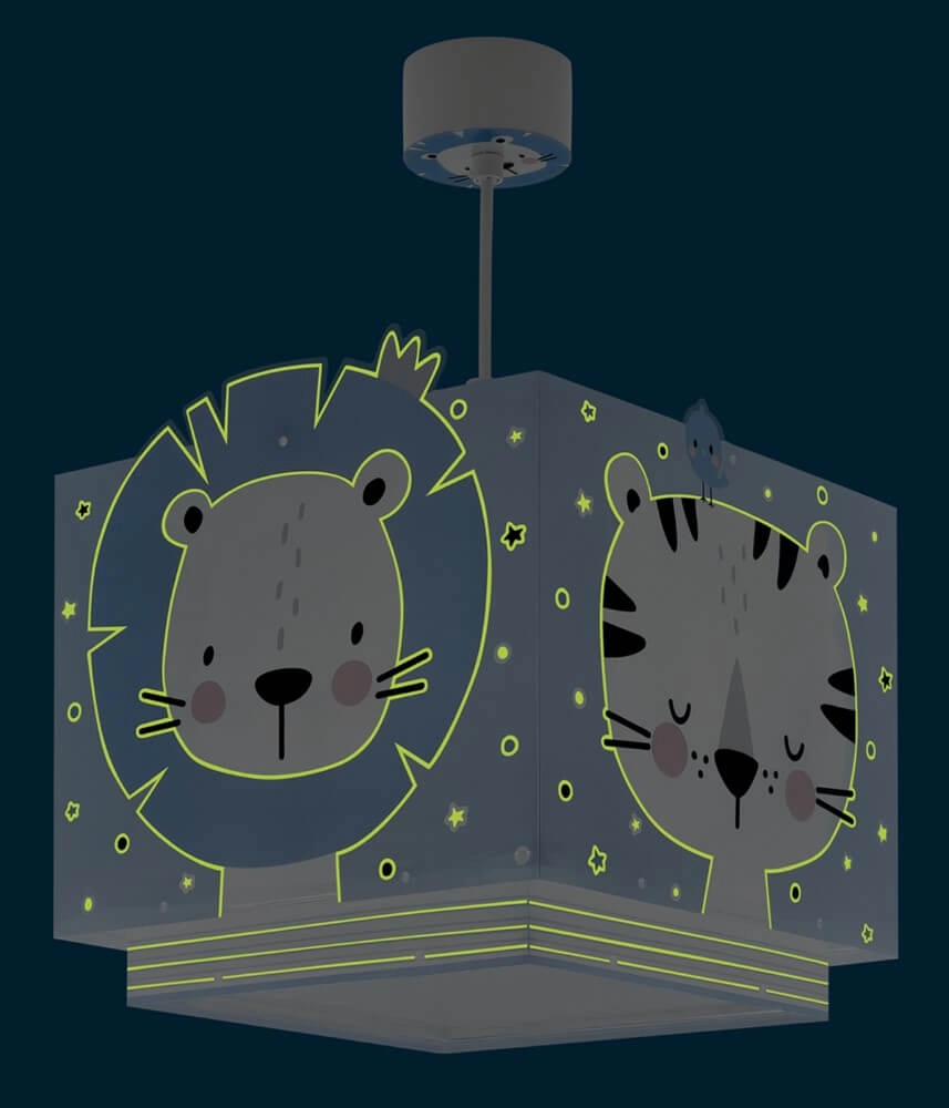 Kinderkamer hanglamp Baby Jungle soft blauw met wit Dalber 8420406002842