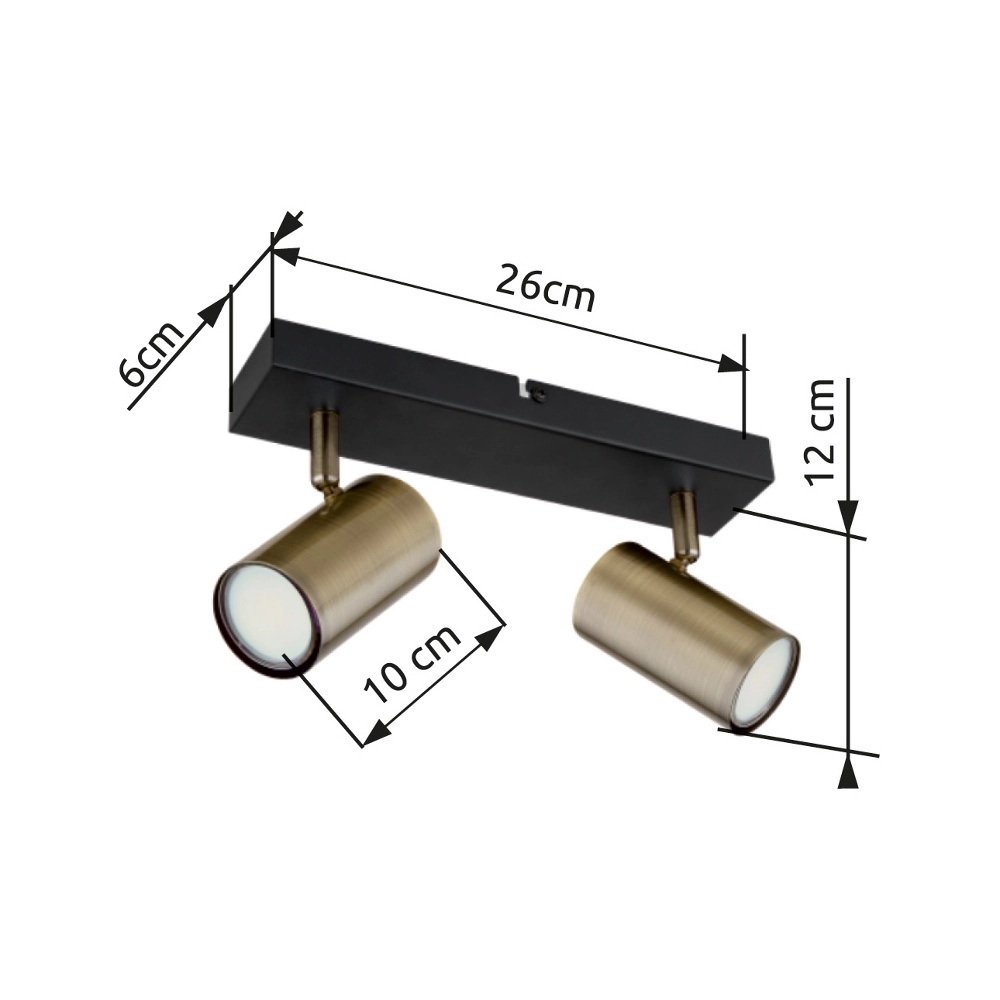 Plafondlamp 2-lichts Robby zwart met brons Globo 9007371439980