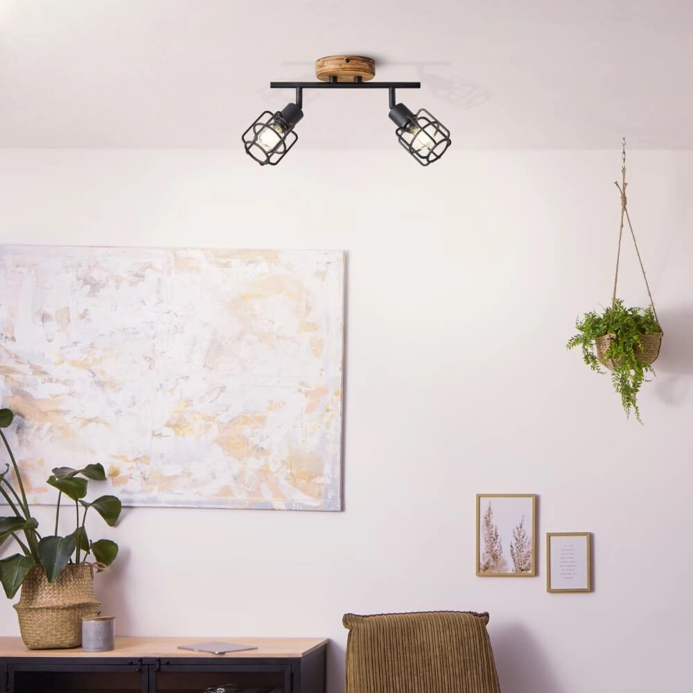 Industriële plafondlamp Gwen 2-lichts Brilliant 4004353409813