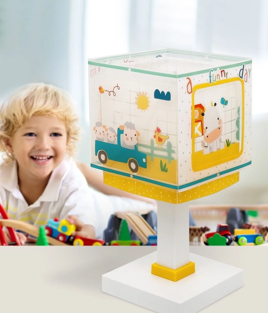 Kinderkamer tafellamp My Farm geel met wit Dalber 8420406634012