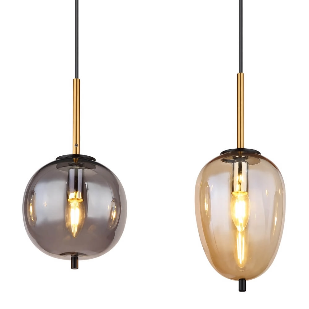 Hanglamp Blacky amber en smoke glas 4-lichts Globo 9007371431717