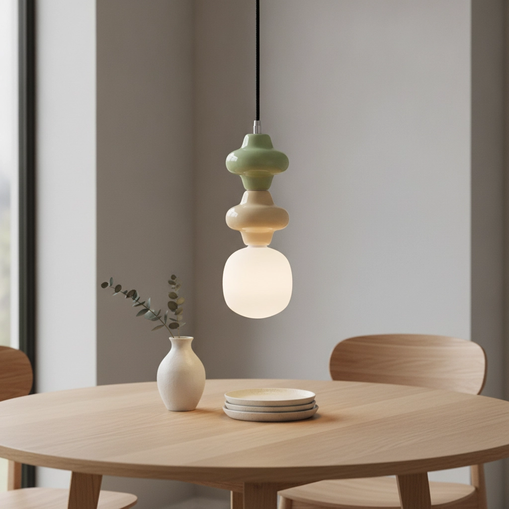 Hanglamp Clio M groen en geel keramiek