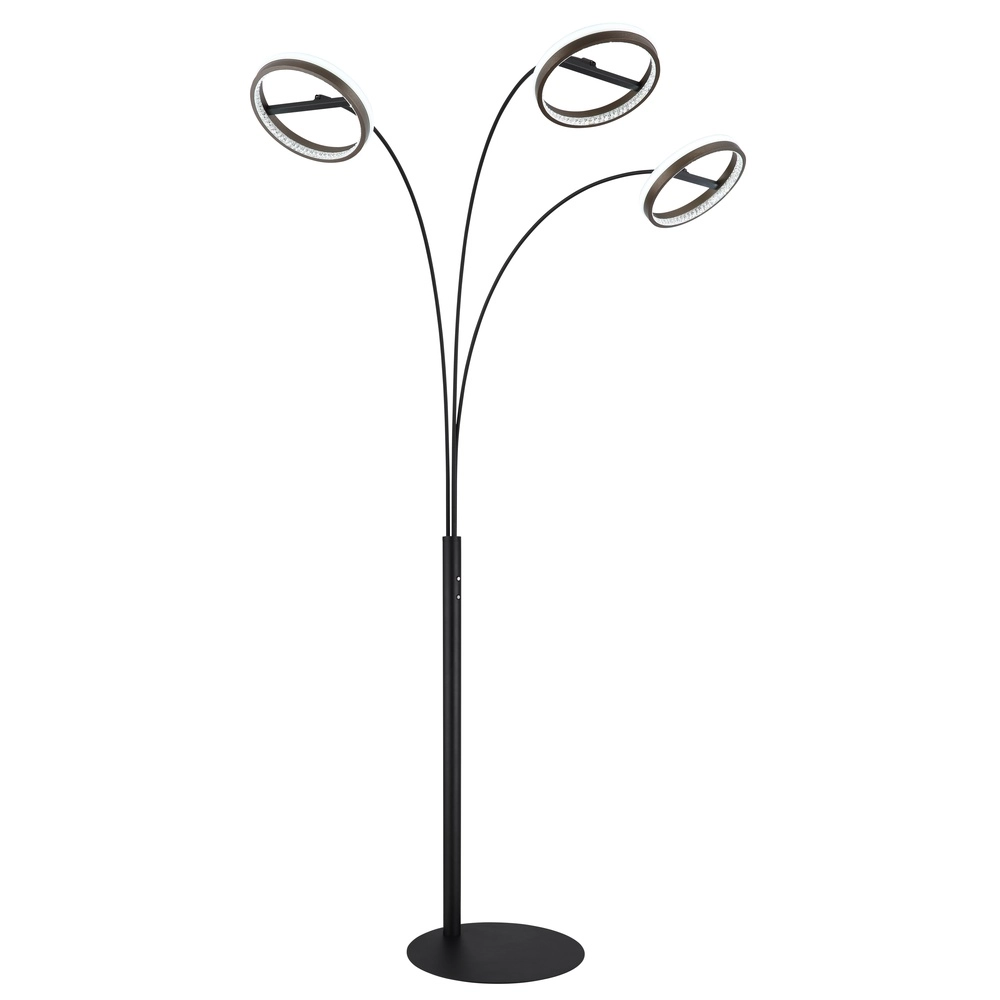 Design vloerlamp Della 3-lichts zwart Globo 9007371468744