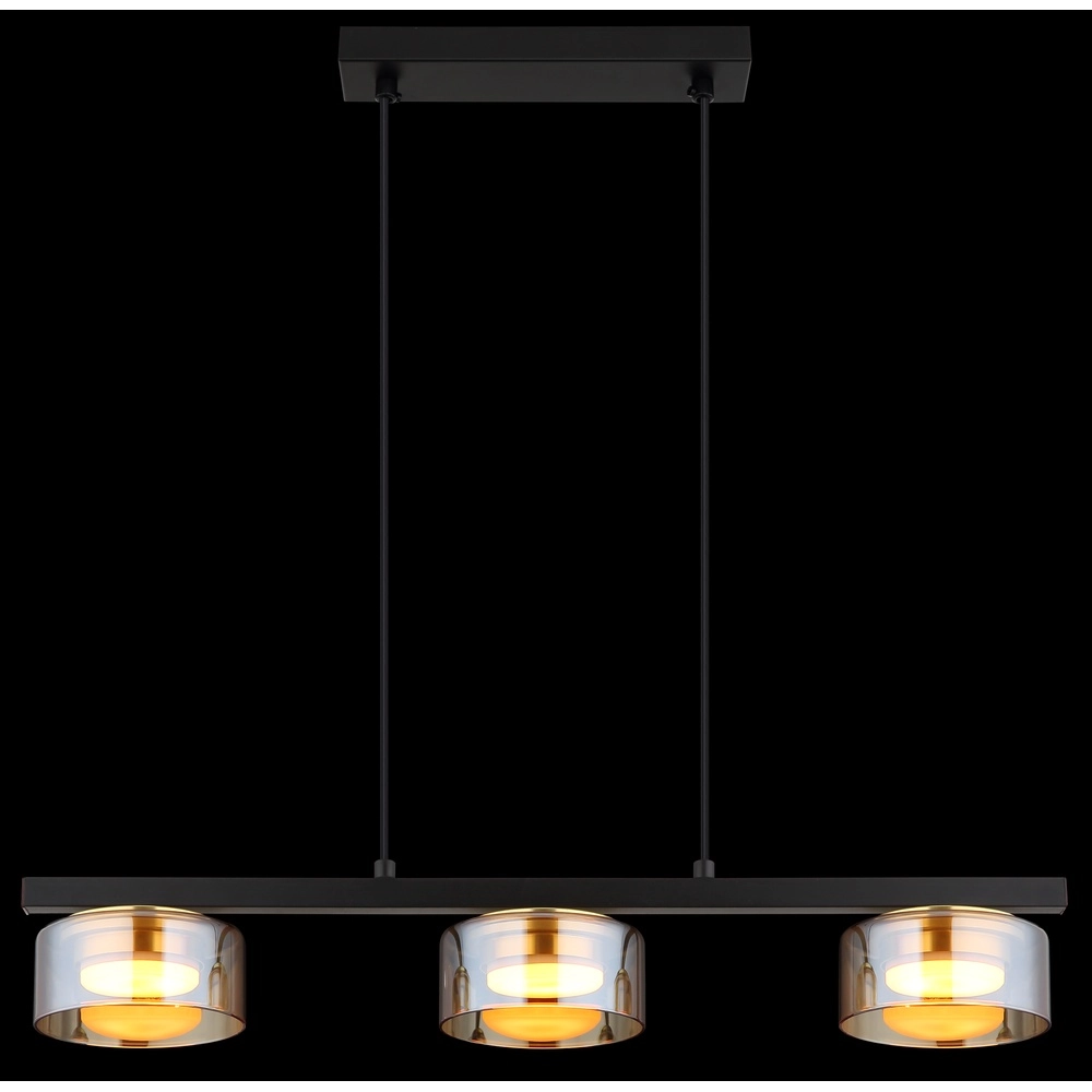 Design hanglamp Higgins zwart met amber glas Globo 9007371531813
