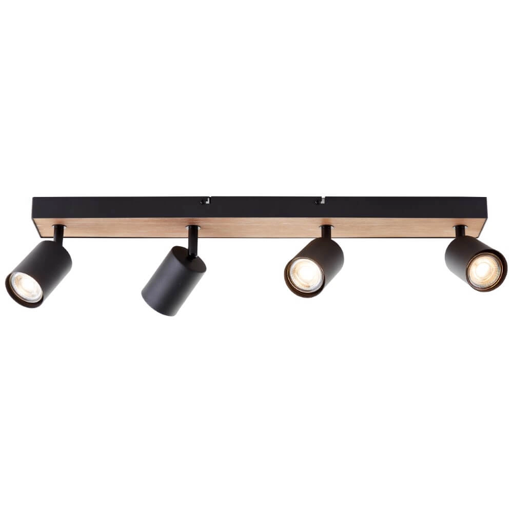 4-lichts lamp Jello Wood zwart met hout