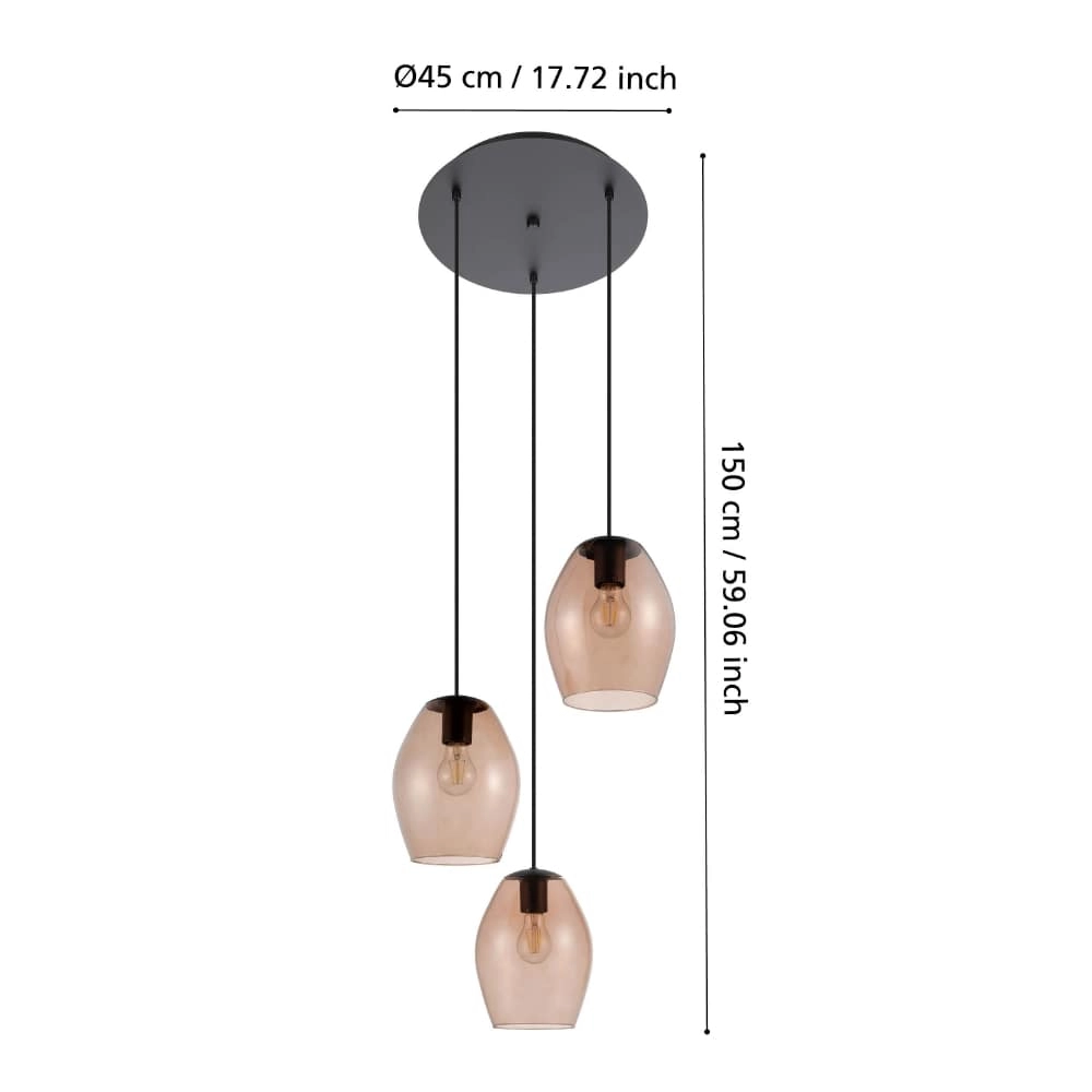 Hanglamp amberglas Estanys 1 3-lichts Stars of Light 9008606235940