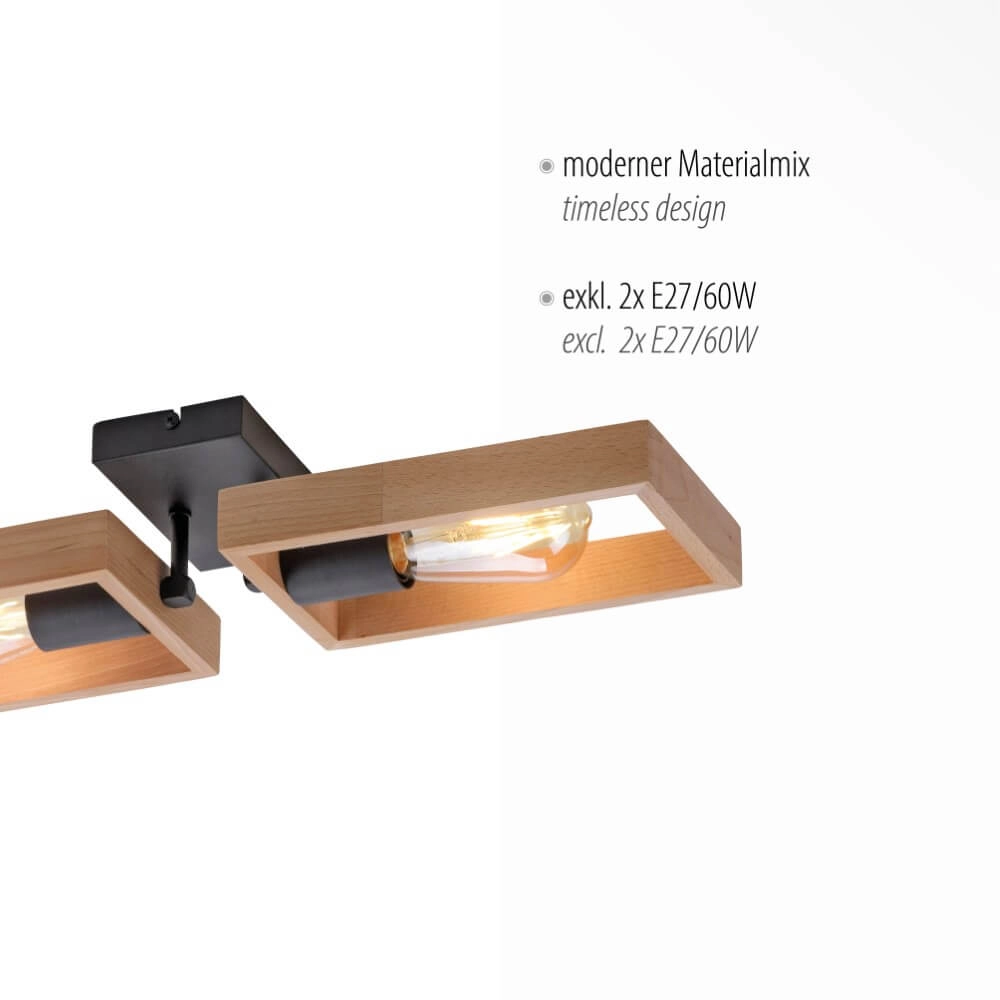 Landelijke plafondlamp Franky 2-lichts Just Light 4043689983116