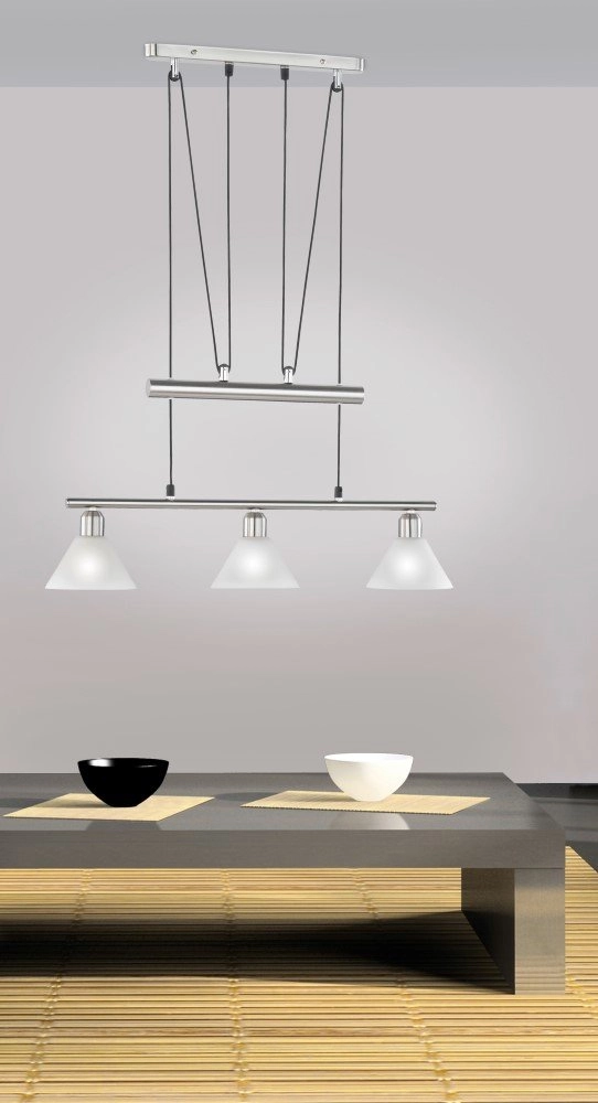 Moderne Hanglamp Series 3751 3-lichts nikkel mat Trio 4017807137729