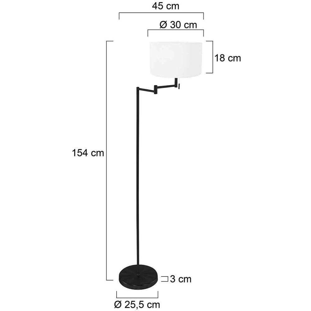 Vloerlamp Bella zwart met kap wit Steinhauer 8712746174625