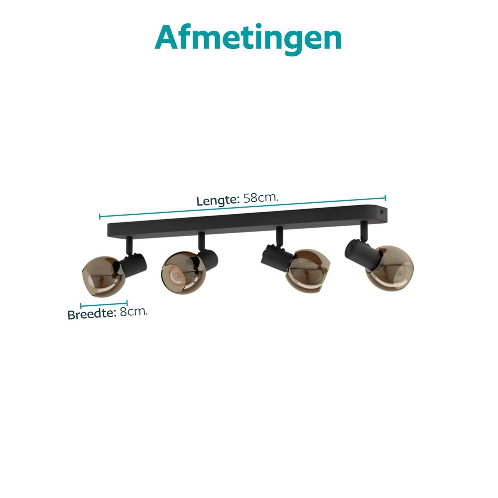 Plafondlamp Castellazo 4-lichts zwart Eglo 9008606392117