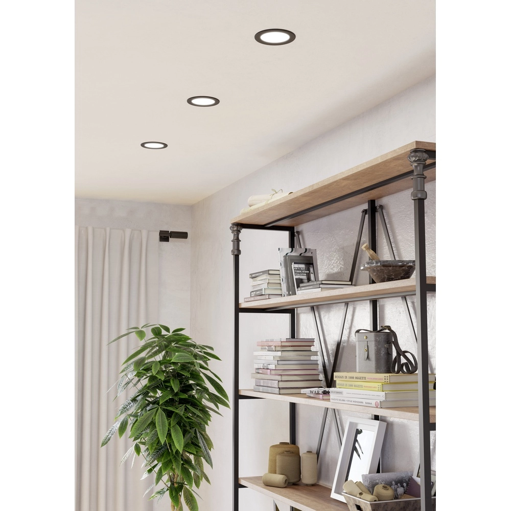 IP44 plafonnière Fueva 6 rond - zwart - Ø 11,9cm Eglo 9008606330911