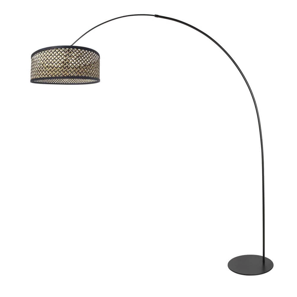 Vloerlamp Curve zwart met rotan kap Ø 50cm Steinhauer 8712746179422
