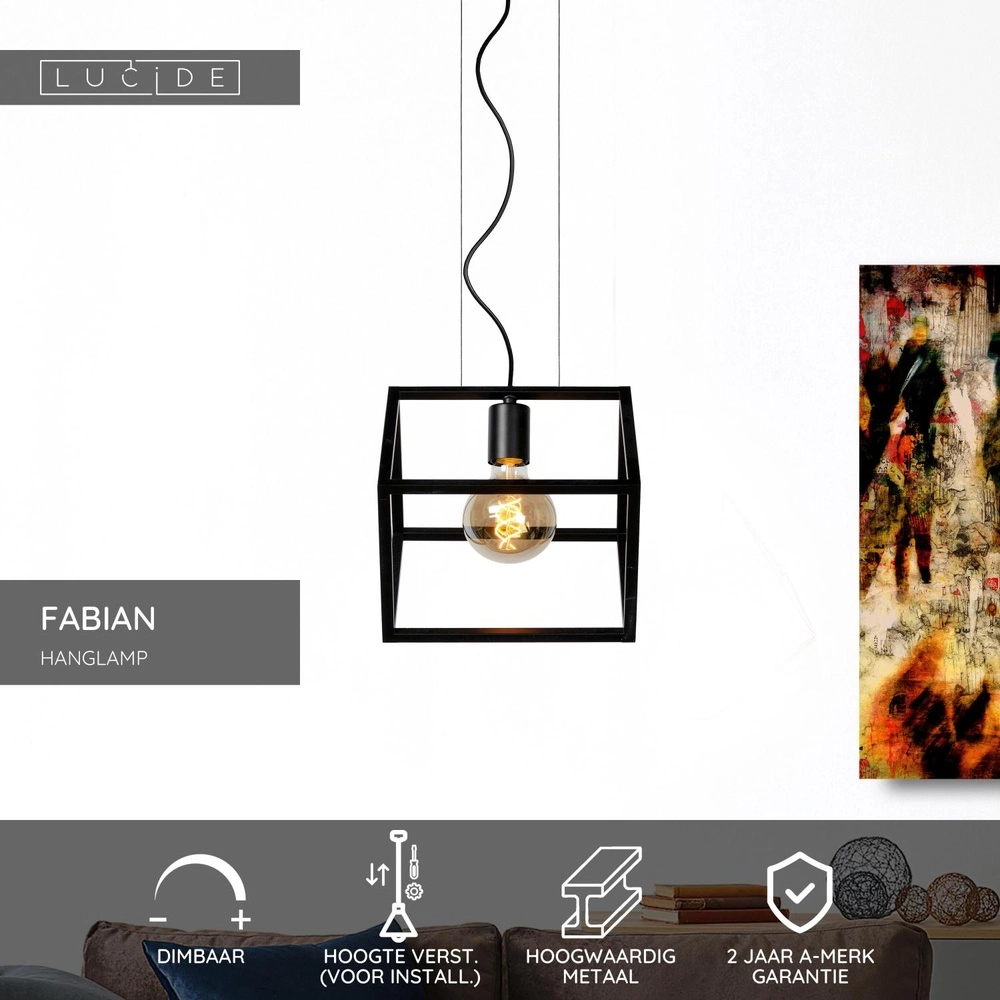 Moderne hanglamp Fabian zwart Lucide 5411212010797