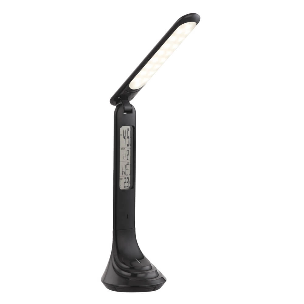 Bureaulamp Tyrell zwart met klok