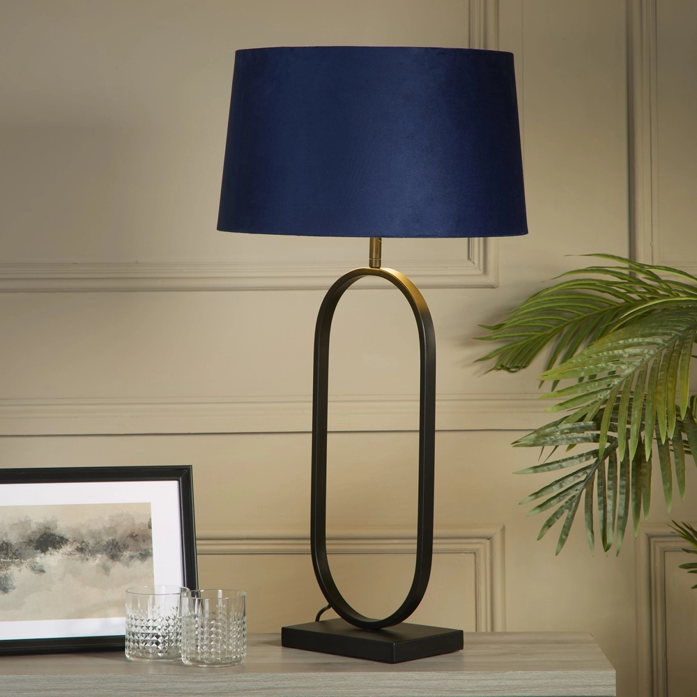 Tafellamp Modish zwart met blauwe kap Searchlight 5053423306155