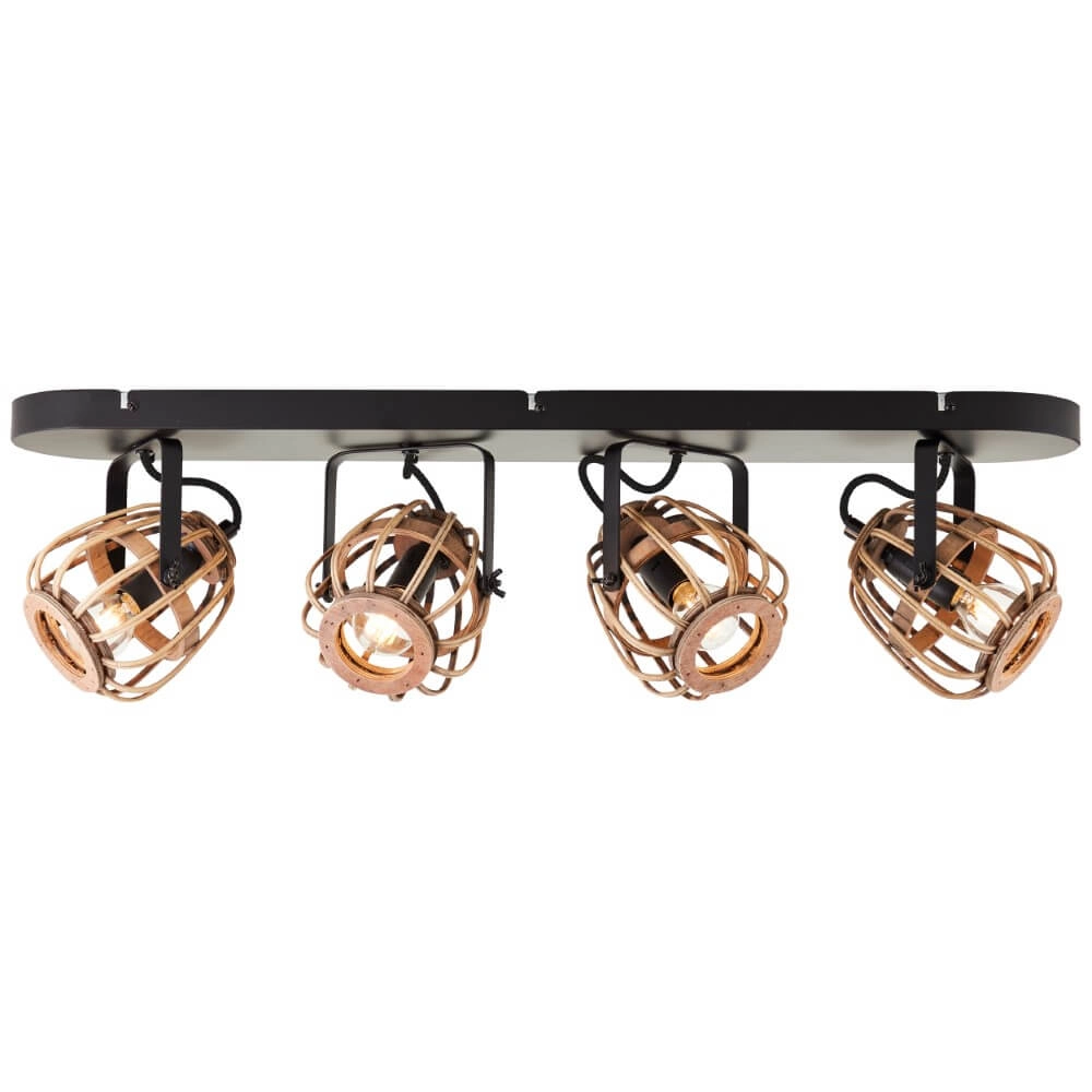 Rotan plafondlamp Nikka 4-lichts zwart Brilliant 4004353402227