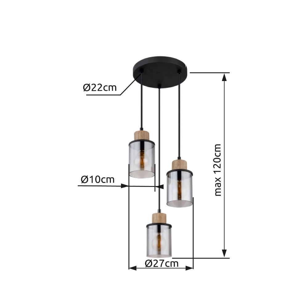 3-lichts hanglamp Reid rond zwart Globo 9007371457250
