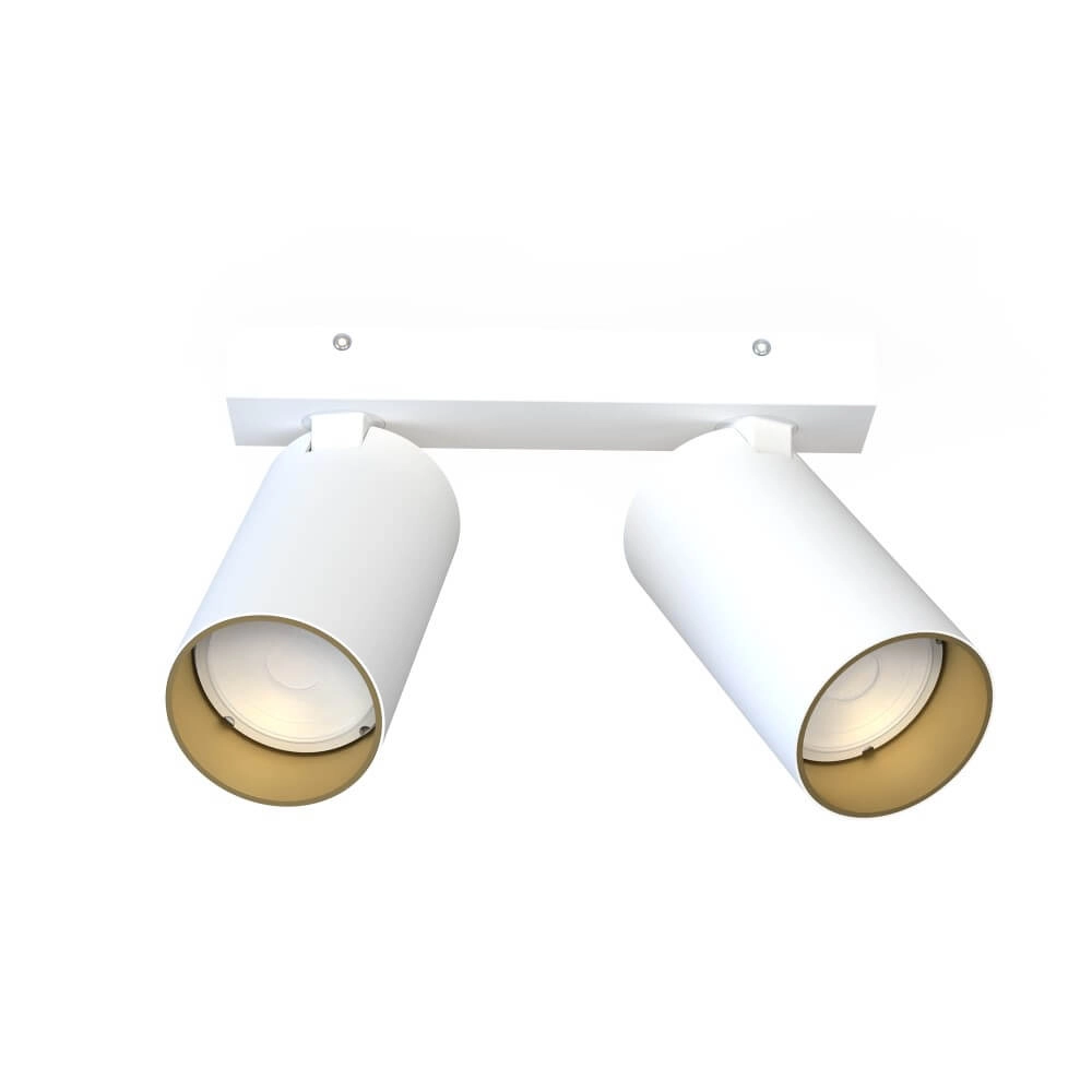 2-lichts opbouwspot Mono wit met goud