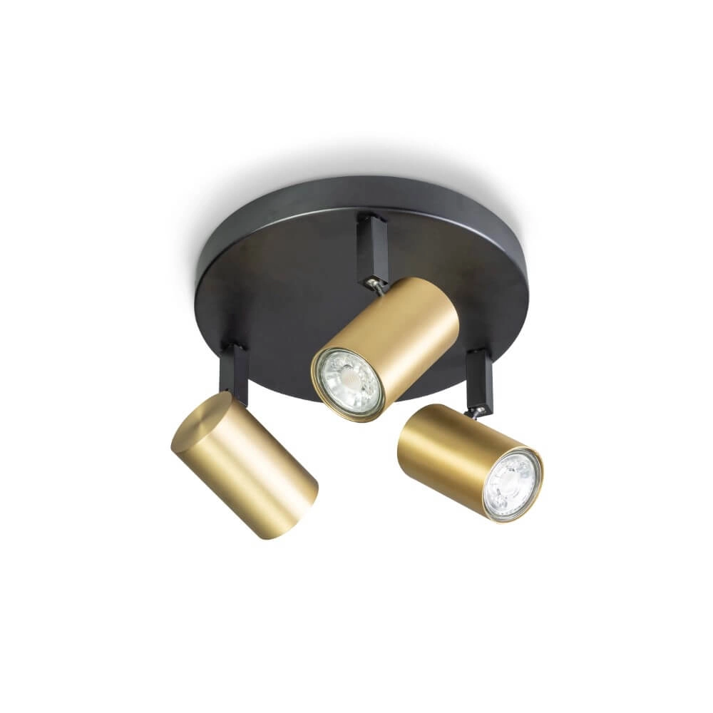 3-lichts opbouwspot The Common zwart met goud