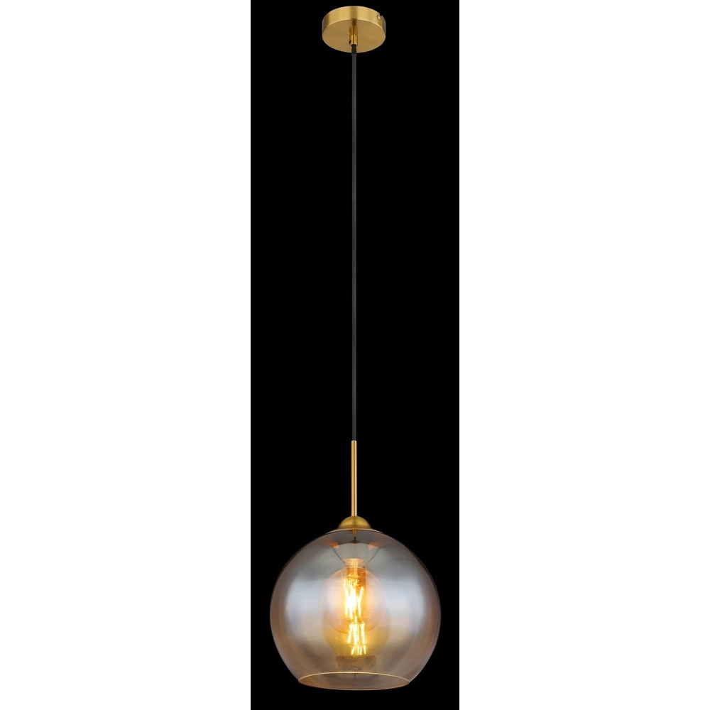 Gouden hanglamp Jamessa enkel met amber glas Globo 9007371441686