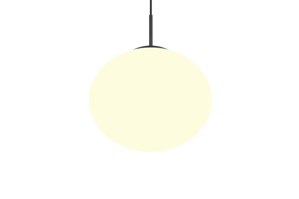 Ovale hanglamp Fomento Ø 30cm - zwart met wit glas Trio 4017807616200