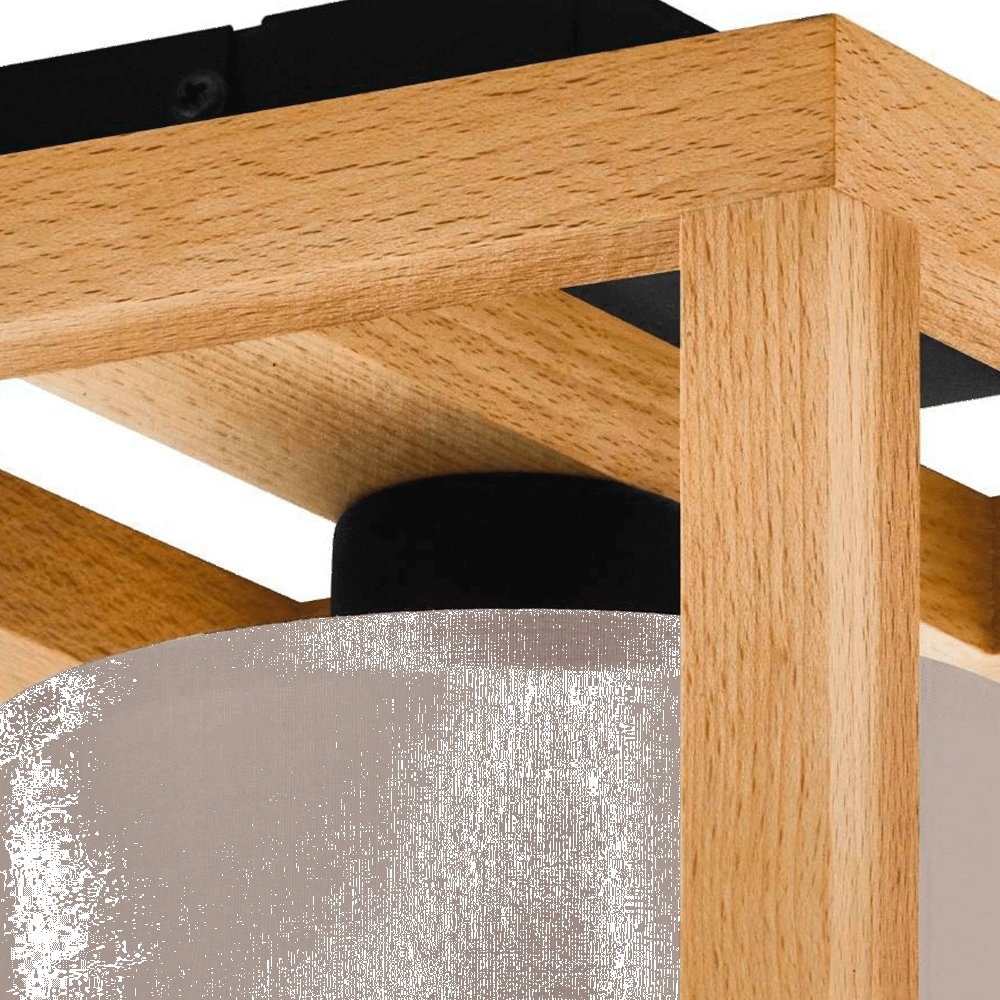 Houten plafondlamp Granados met grijze kap Stars of Light 9008606240180