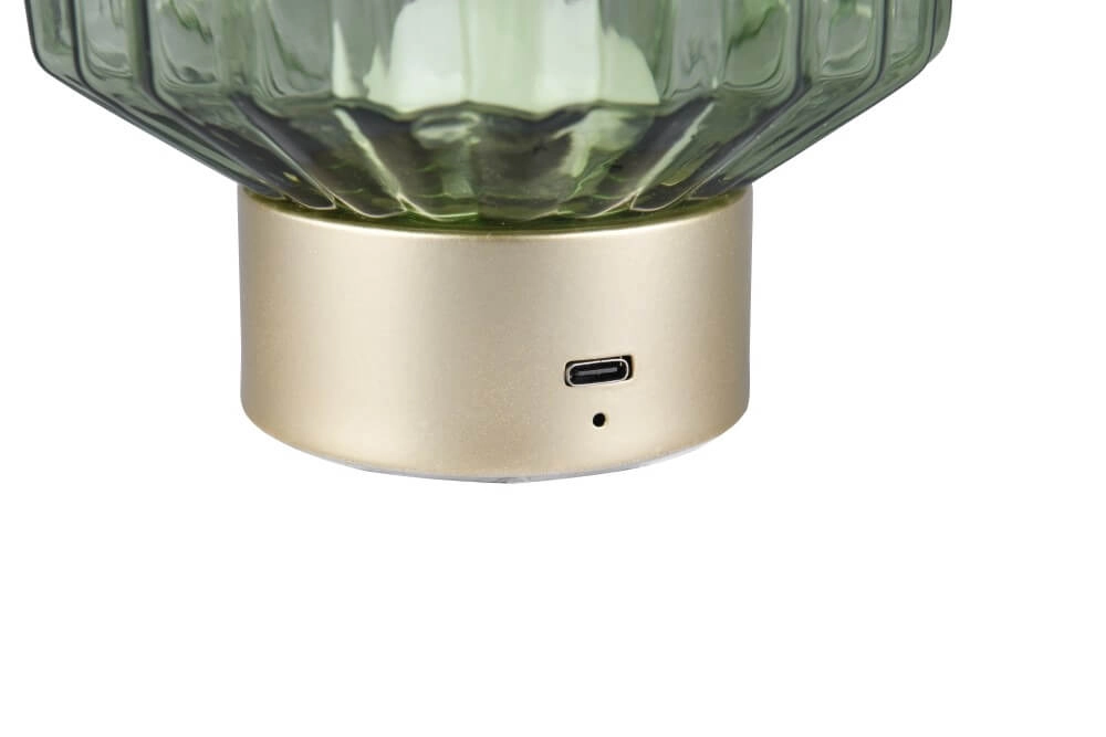 Oplaadbaar tafellampje Lord met groen glas Trio 4017807601909