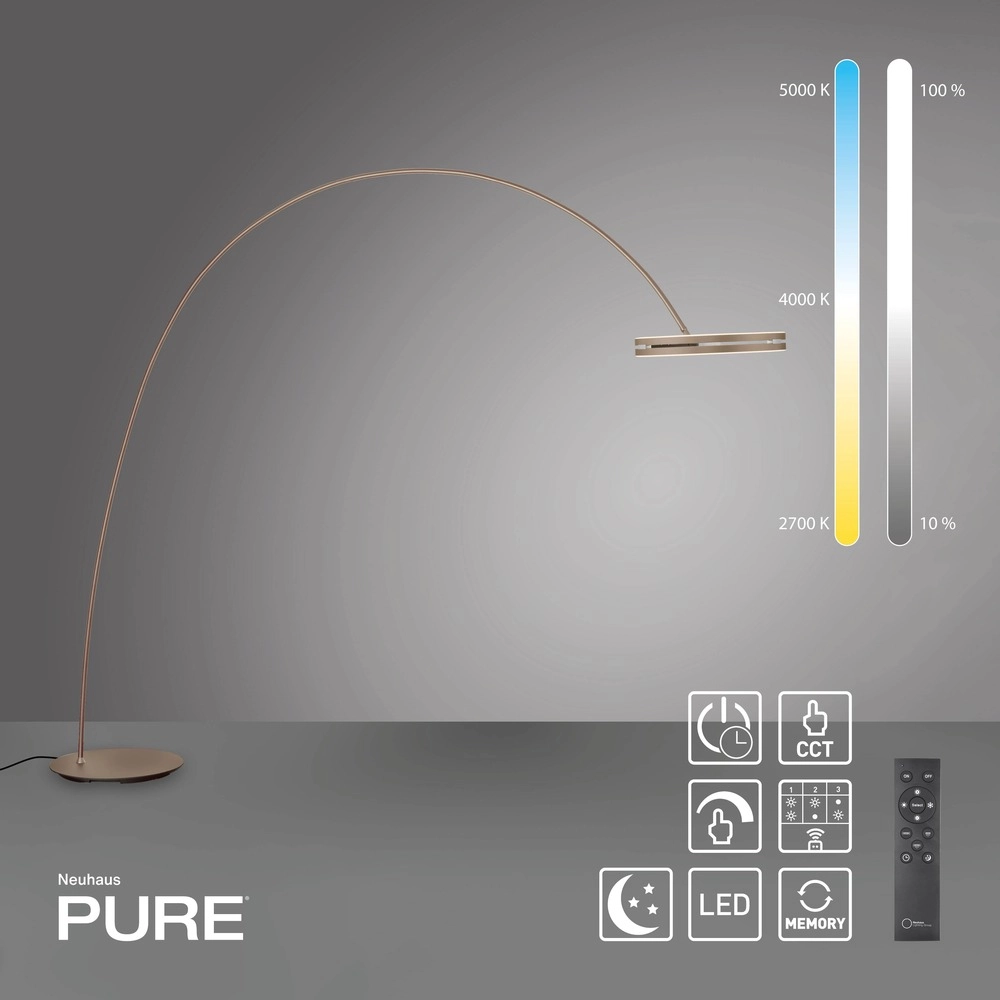 Strakke booglamp Pure Loop-Bow verstelbaar - bronce Paul Neuhaus 4012248397169